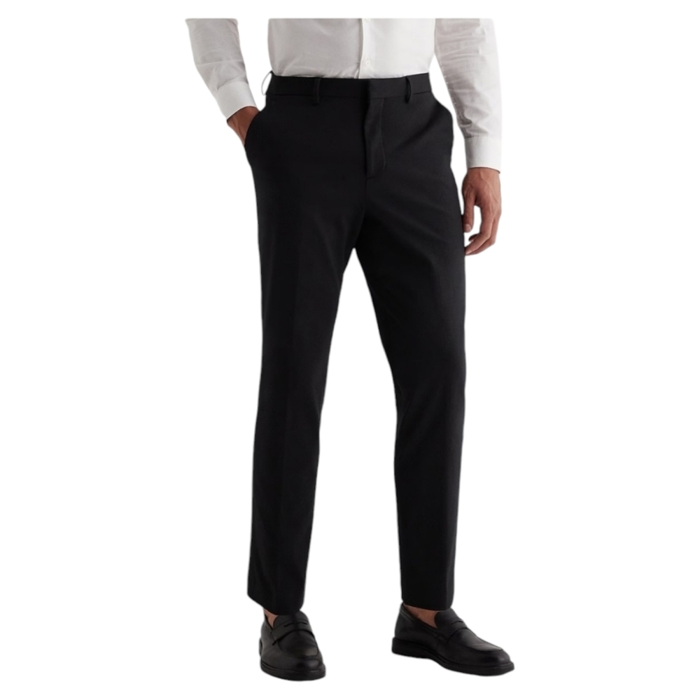 Express Mens Slim Fit Straight Leg Ponte Knit Black Suit Pants Size 28x30